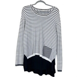 Oui‎ Women’s 14 Striped Long Sleeve Under Layer Striped Tunic Top